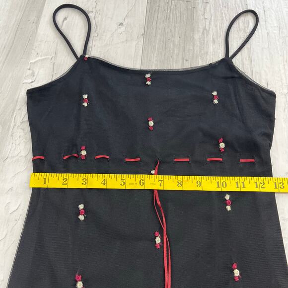 Vintage Y2K Monster Girl Sheer Mesh Lined Dainty Flower Fitted Goth Fairy Dress - Picture 10 of 11